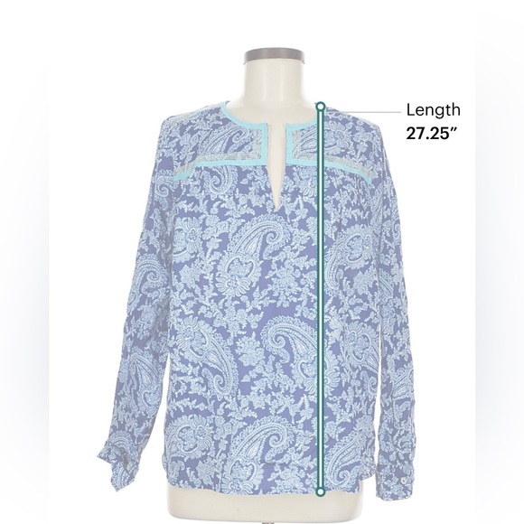 NWOT Blue Paisley Split-Neck Women's Top - Picture 5 of 5